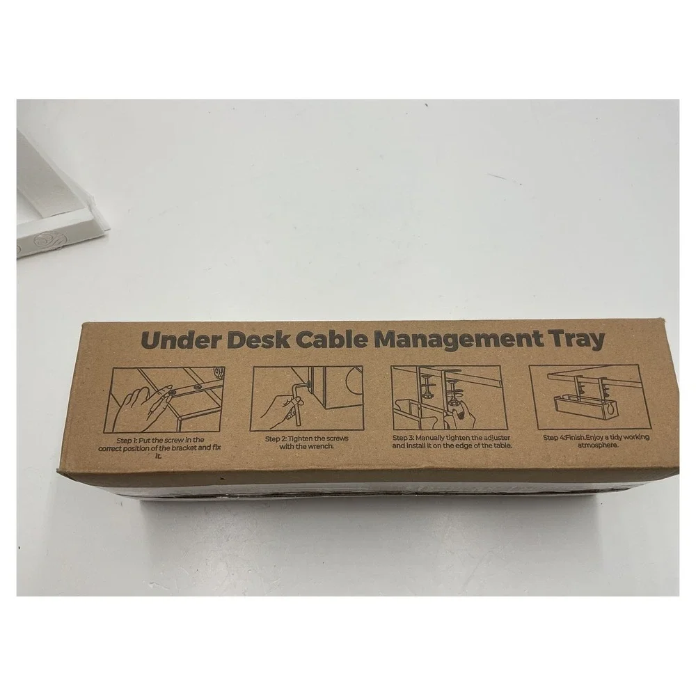 Under Desk Cable‎ Management Tray Clamp-On No Drill Metal
